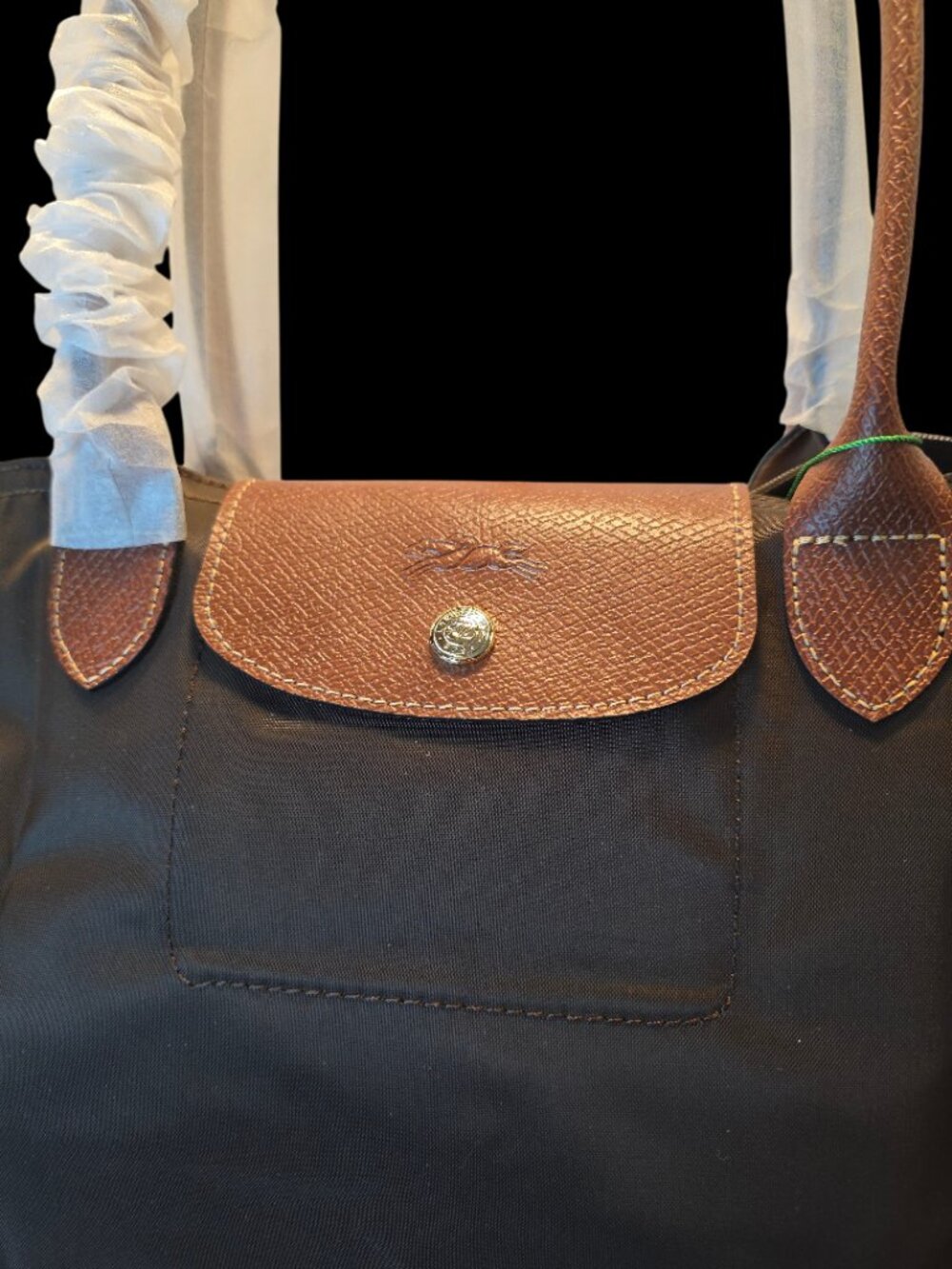 Designer Inspired Brown & Gold Nylon Foldable Tote Bag NWT - Picture 2 of 3